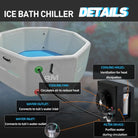 Inflatable Octagonal Ice Bath chiller system with water circulation, cooling, and filtration