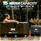 115-gallon black inflatable oval ice bath with ozone function