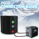 Inflatable round ice bath tub with black cylindrical tub and 0.5 HP chiller