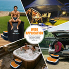 Portable inflatable multi-purpose step with orange top for ice bath and cold plunge tubs