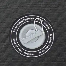 Inflatable valve with pressure instructions.