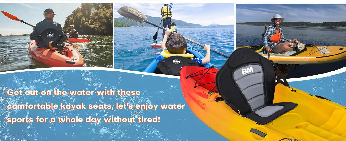 Kayak seat advertisement.
