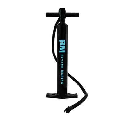 Black hand pump with 'Beyond Marina' branding on a white background