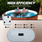 Luxurious wood-grain inflatable hot tub with digital panel