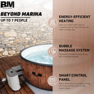 Luxurious wood-grain inflatable hot tub with energy-efficient heating and bubble massage
