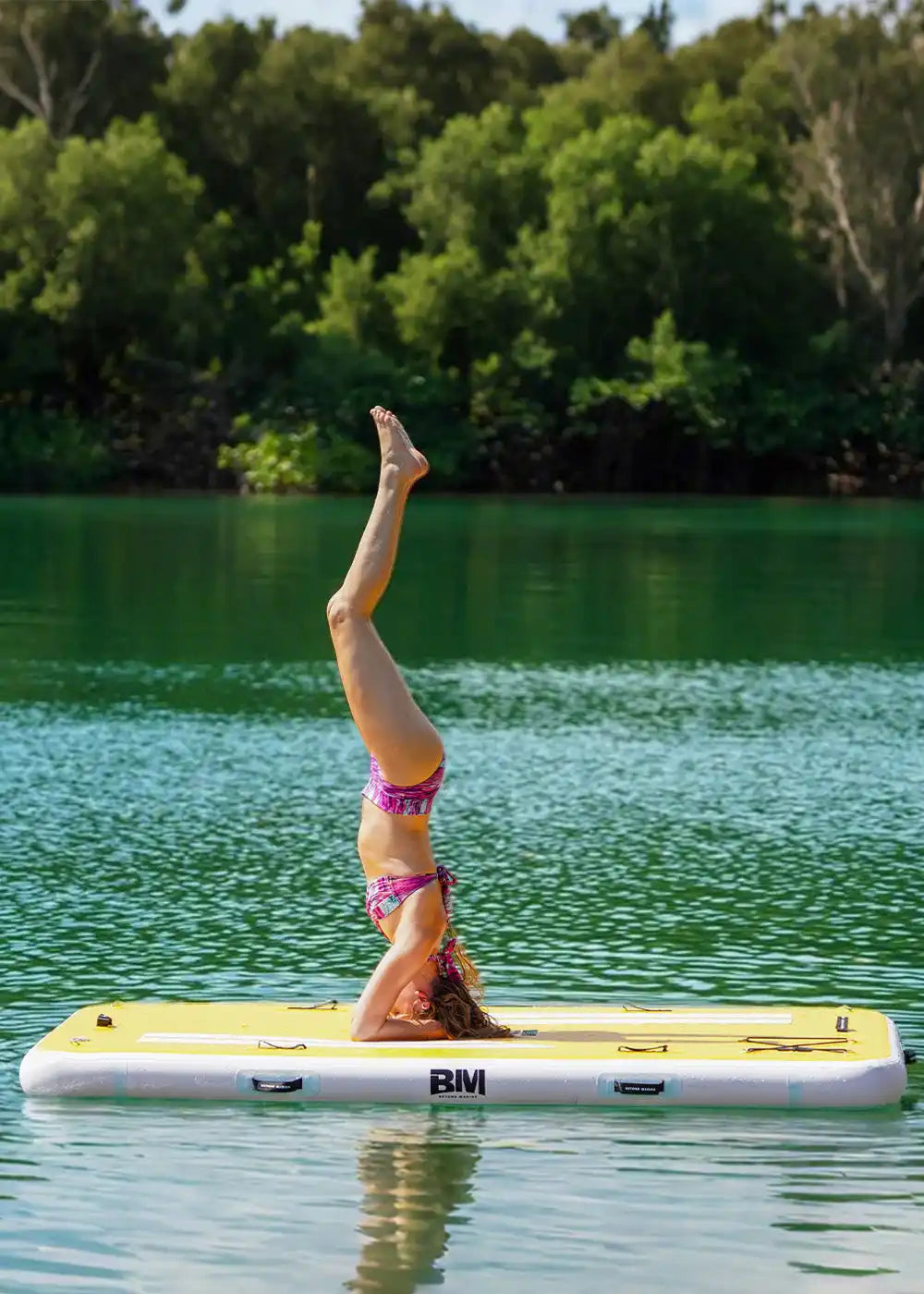 Yellow inflatable floating platform.