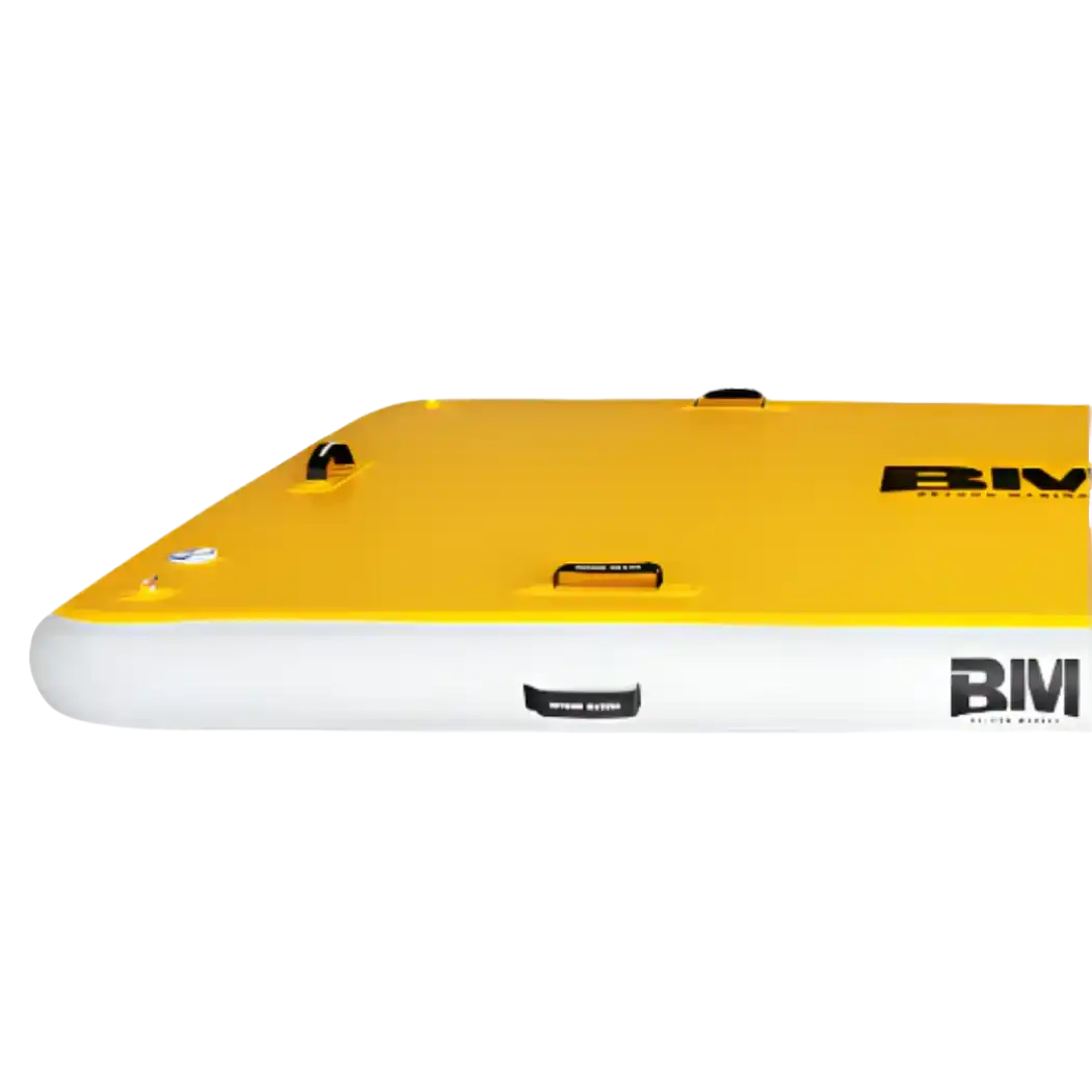 Yellow and white inflatable boat fender.